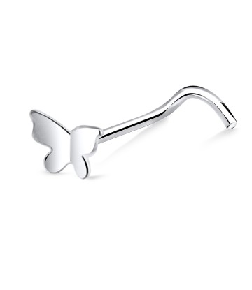 Butterfly Shaped Silver Curved Nose Stud NSKB-130